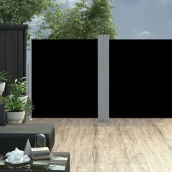 Sisäänvedettävä sivumarkiisi 160x600 cm musta