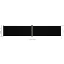 Sisäänvedettävä sivumarkiisi 117x1200 cm musta