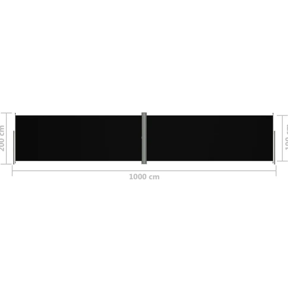 Sisäänvedettävä sivumarkiisi 117x1200 cm musta