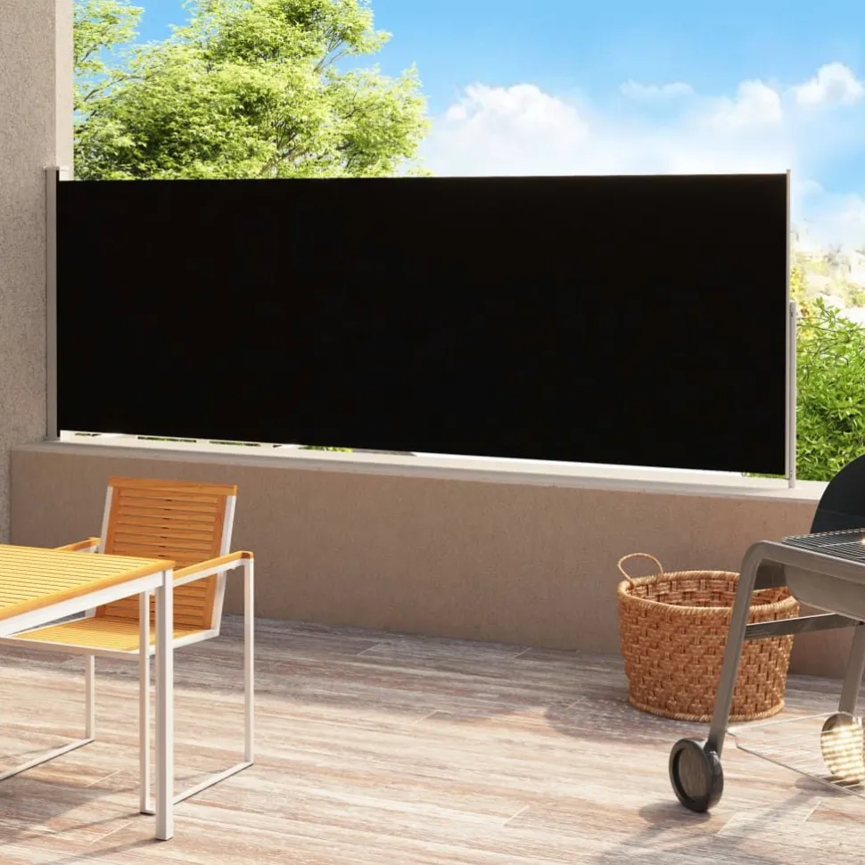 Sisäänvedettävä terassin sivumarkiisi 1 180x500 cm musta