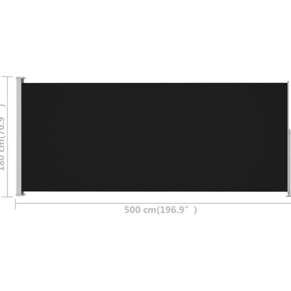 Sisäänvedettävä terassin sivumarkiisi 1 180x500 cm musta