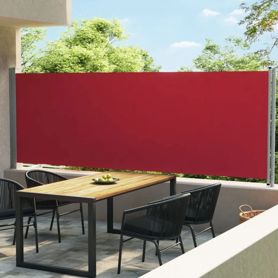 Sisäänvedettävä terassin sivumarkiisi 600x160 cm punainen