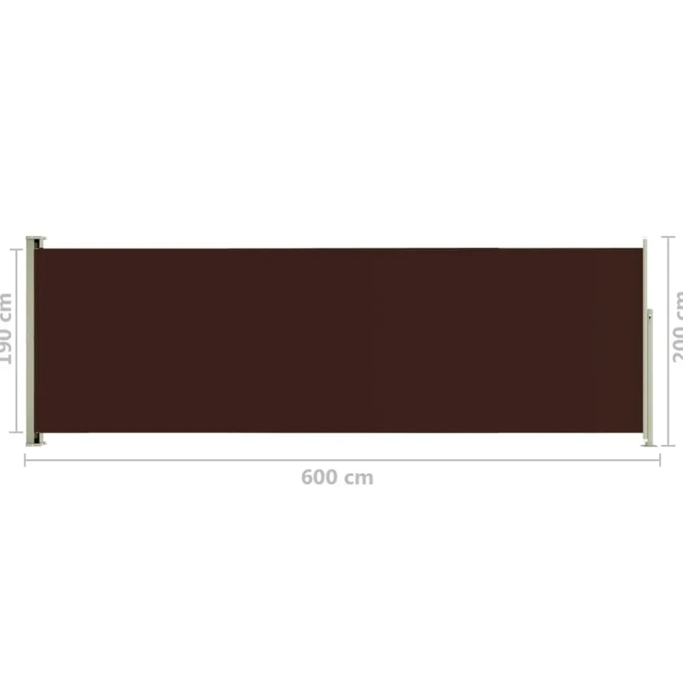 Sisäänvedettävä terassin sivumarkiisi 117x600 cm ruskea