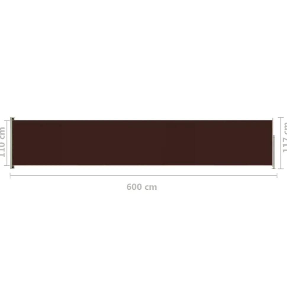 Sisäänvedettävä terassin sivumarkiisi 117x600 cm ruskea