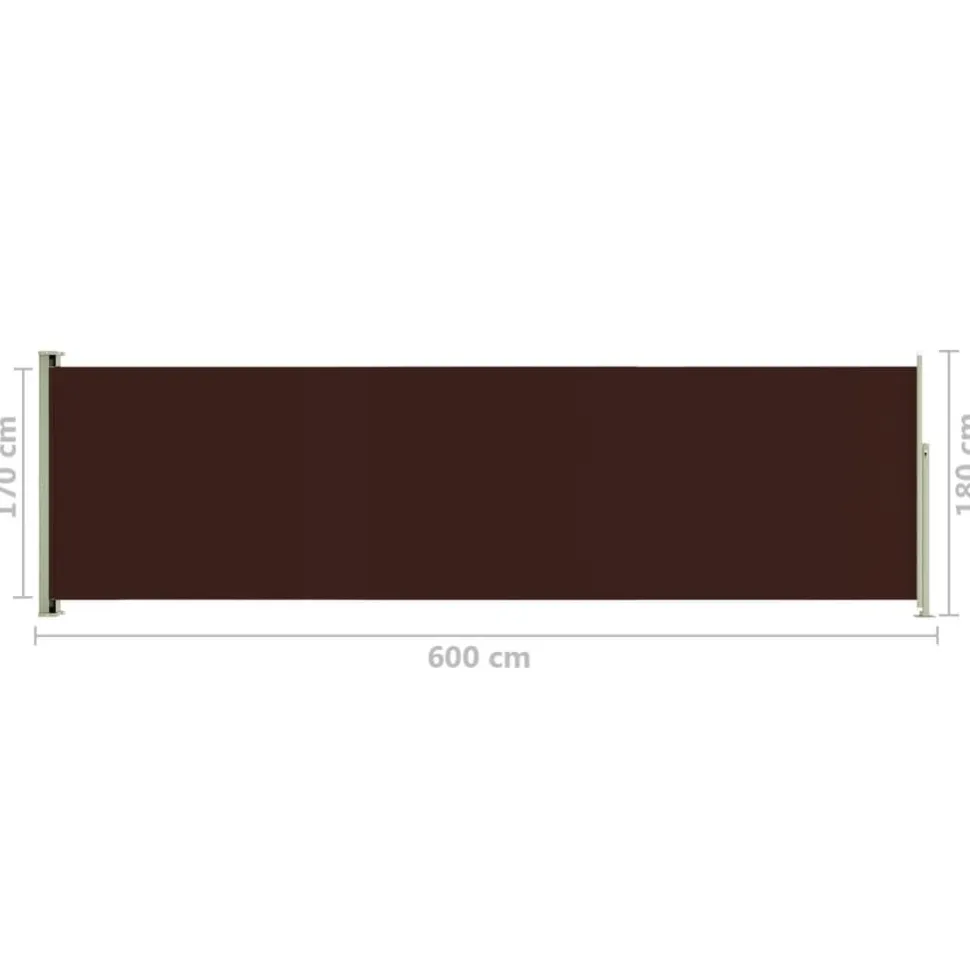 Sisäänvedettävä terassin sivumarkiisi 117x600 cm ruskea