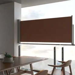Sisäänvedettävä terassin sivumarkiisi 100x300 cm ruskea harmaa jalusta