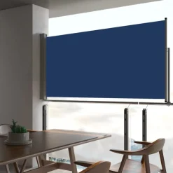 Sisäänvedettävä terassin sivumarkiisi 80x300 cm sininen