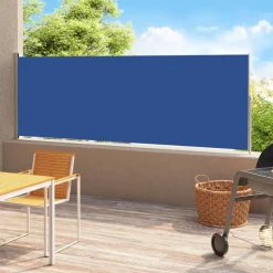Sisäänvedettävä terassin sivumarkiisi 180x500 cm sininen