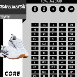 Sisäpelikengät Core Floorpro, valkoinen, eri kokoja