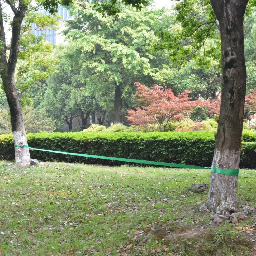 Slackline/tasapainoliina 15mx50mm, 150 kg, vihreä