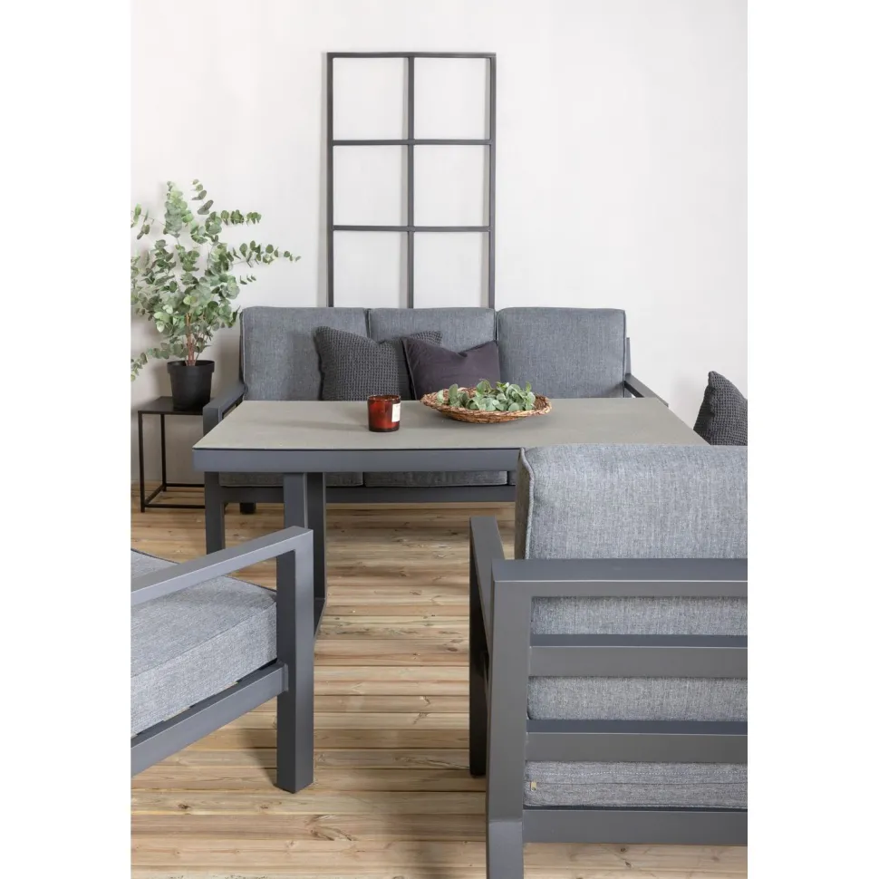 Sohvaryhmä Venture Home Barcelona, 3-istuttava sohva + 2 lepotuolia + sohvapöytä, harmaa