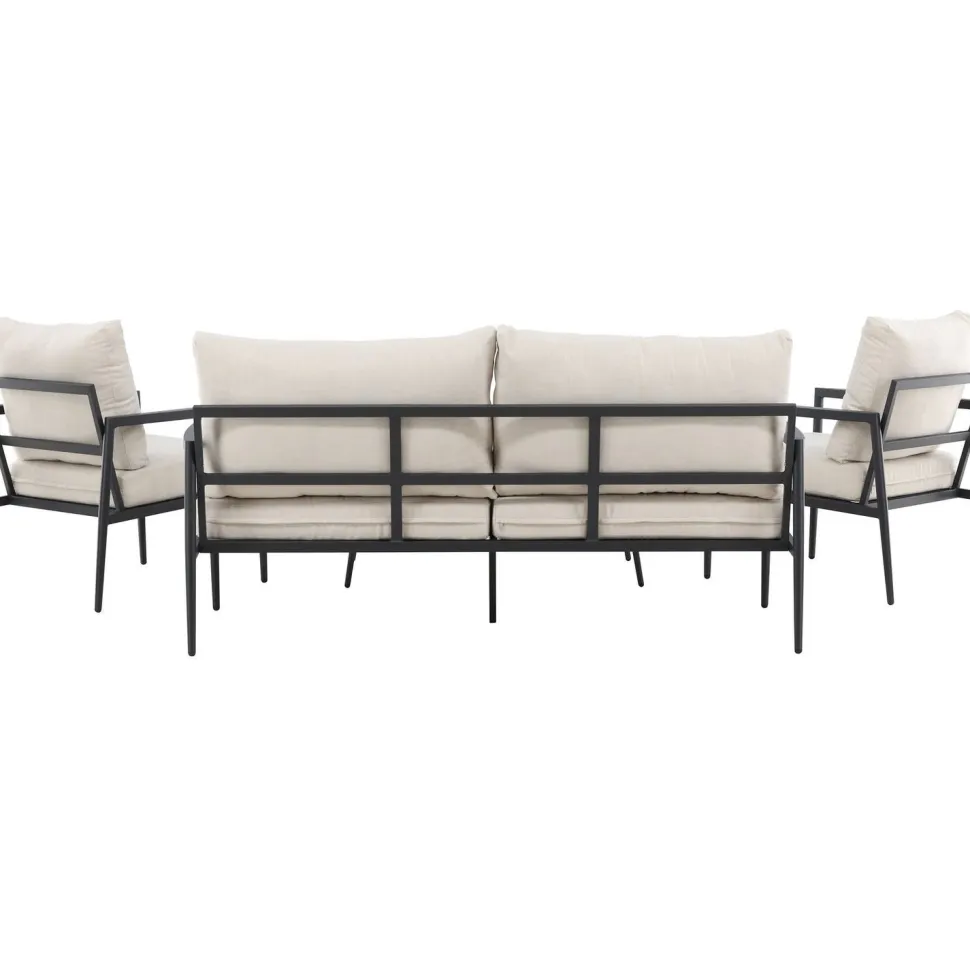 Sohvaryhmä Venture Home Taromina, 2-istuttava sohva + 2 lepotuolia + sohvapöytä, musta/beige