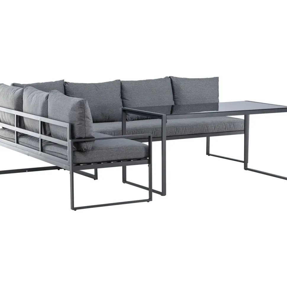 Sohvaryhmä Venture Home Zingaro, 5-istuttava kulmasohva + sohvapöytä, musta/harmaa