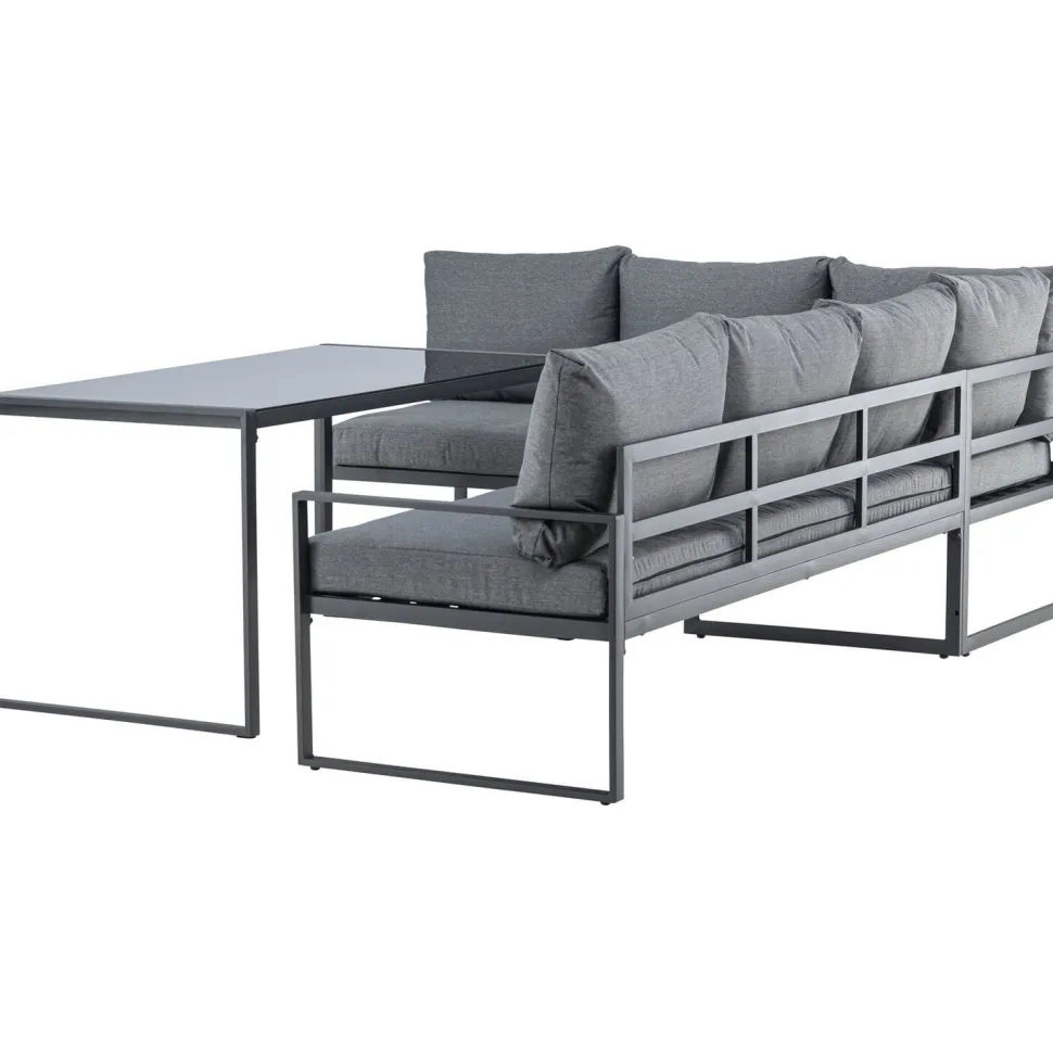 Sohvaryhmä Venture Home Zingaro, 5-istuttava kulmasohva + sohvapöytä, musta/harmaa