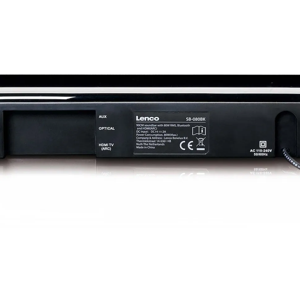 Soundbar-kaiutin Lenco, 90cm, subwooferilla, 80W, RMS