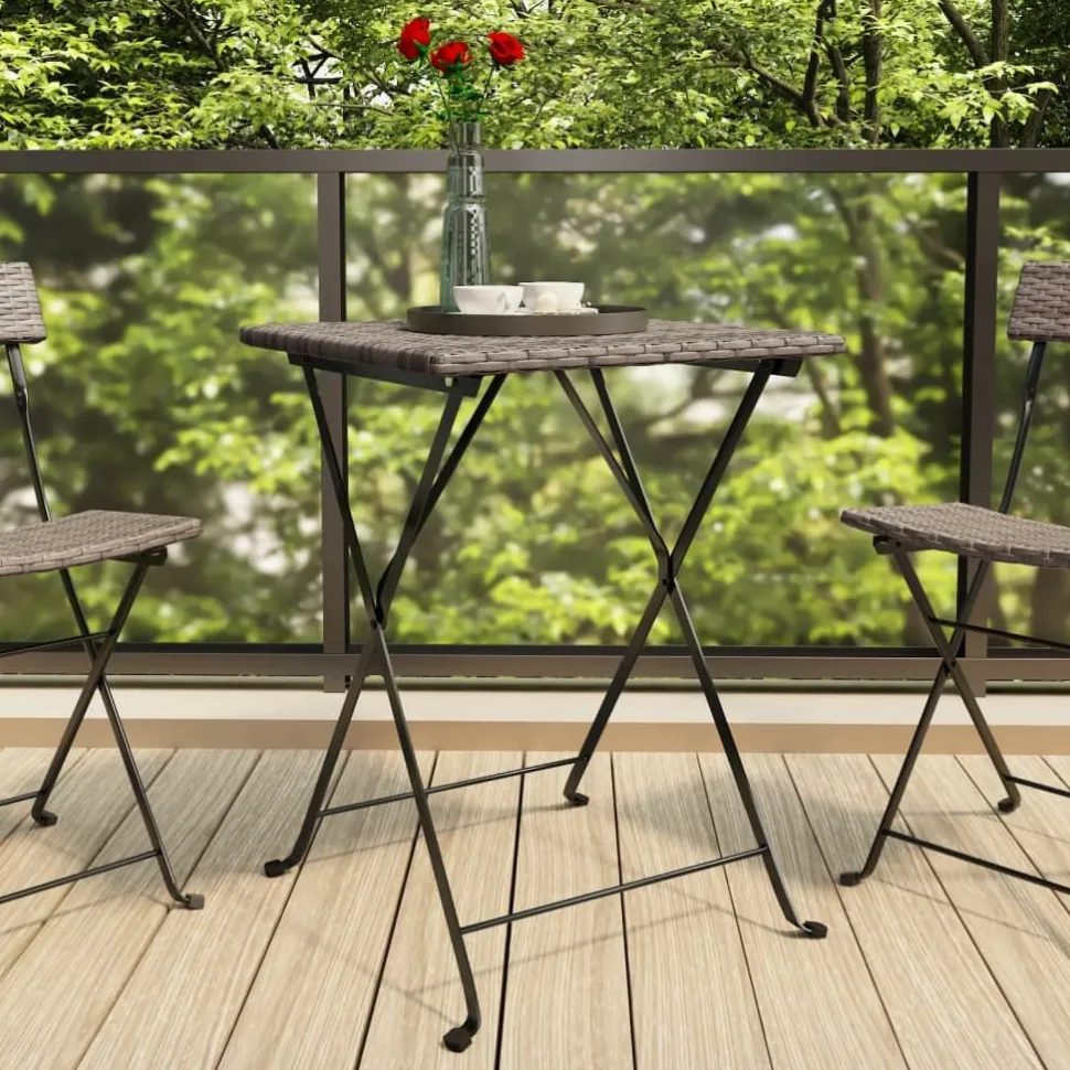 Taitettava bistropöytä ruskea 55x54x71 cm polyrottinki