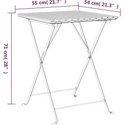 Taitettava bistropöytä ruskea 55x54x71 cm polyrottinki