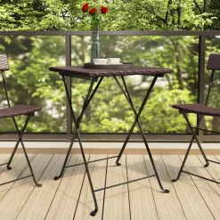 Taitettava bistropöytä ruskea 55x54x71 cm polyrottinki