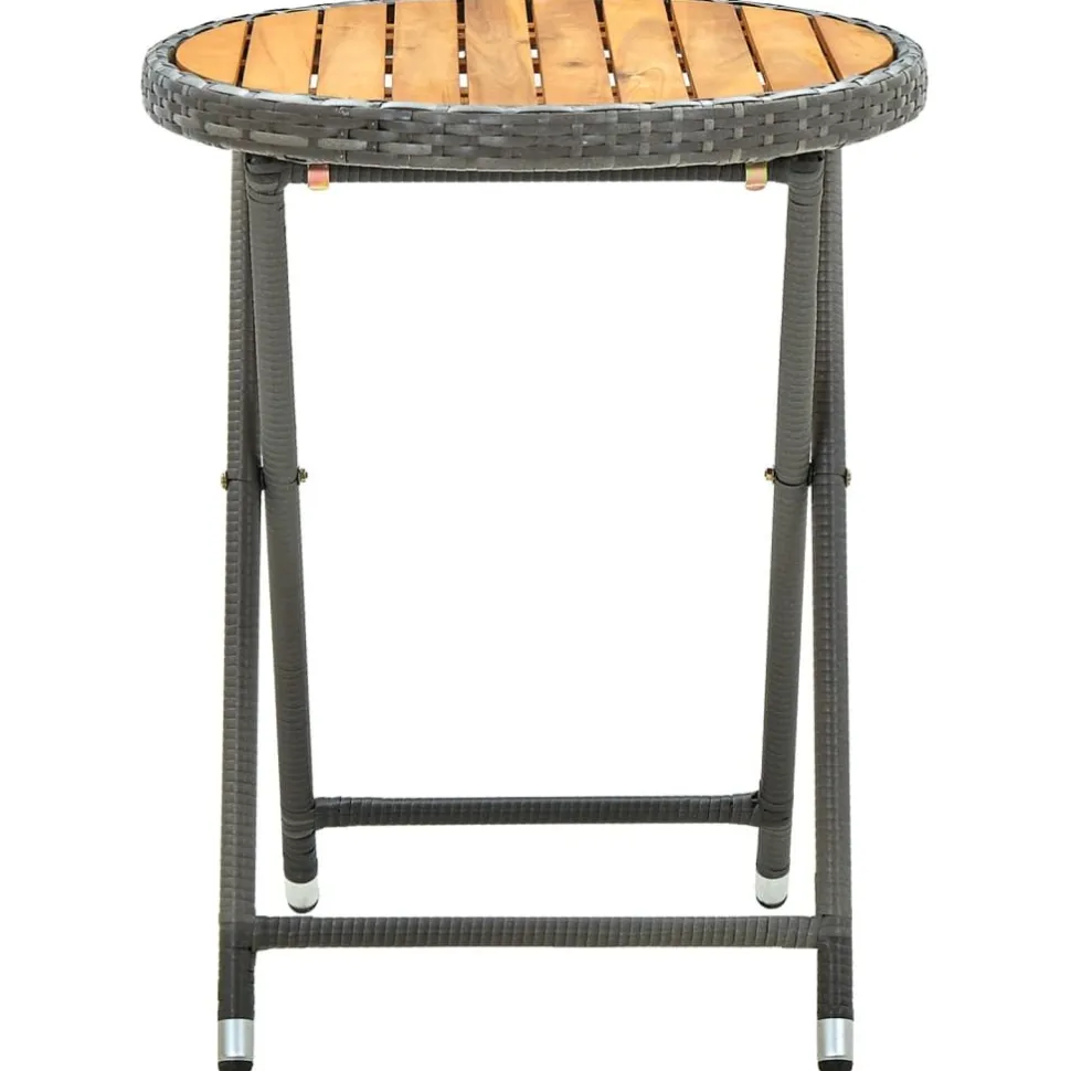 Teepöytä harmaa 60 cm polyrottinki ja, akaasiapuu