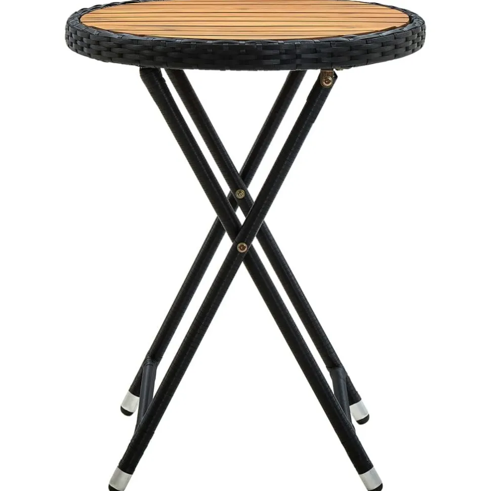 Teepöytä harmaa 60 cm polyrottinki ja, akaasiapuu