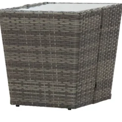 Teepöytä 41.5x41.5x43 cm harmaa polyrottinki ja karkaistu lasi