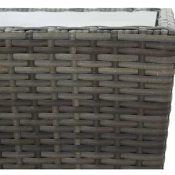 Teepöytä 41.5x41.5x43 cm harmaa polyrottinki ja karkaistu lasi
