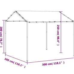 Telttakatos antrasiitti 3x3 m teräs ja kangas