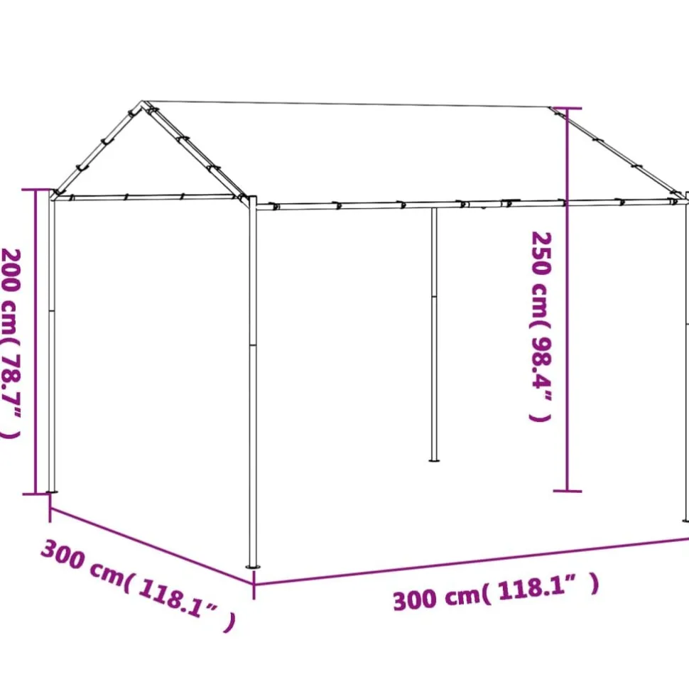 Telttakatos antrasiitti 3x3 m teräs ja kangas