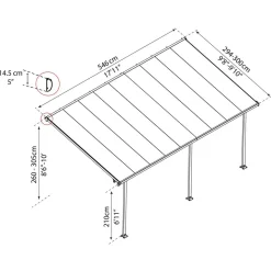 Terassikatos Palram-Canopia Feria 3 x 5,5 m harmaa/kirkas