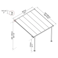Terassikatos Palram-Canopia Feria 3x3 m valkoinen/kirkas