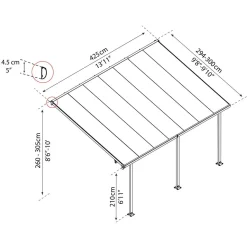 Terassikatos Palram-Canopia Feria 3 x 4,3 m valkoinen/kirkas