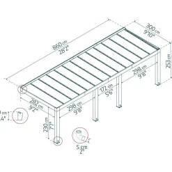 Terassikatos Palram-Canopia Helsinki, setripuu, eri kokoja