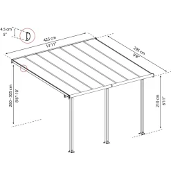 Terassikatos Palram-Canopia Olympia 3x4,25 m harmaa/kirkas