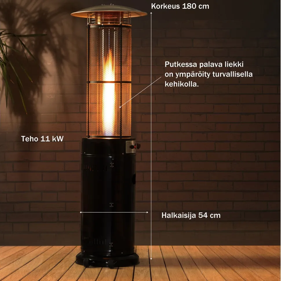 Terassilämmitin Fornorth Tube, 11kW kaasukäyttöinen, rosteri
