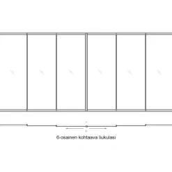 Terassin lasiliukuovi Keraplast, kohtaava malli, 6-osainen, kirkas lasi, mittatilaus