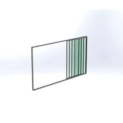 Terassin lasiliukuovi Keraplast 4-os. 2100x3800mm, kirkas/harmaa, sisäpuolinen nuppilukitus