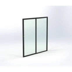 Terassin lasiliukuovi Keraplast 2-os. 2100x1945mm, kirkas/musta, sisäpuolinen nuppilukitus