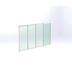 Terassin lasiliukuovi Keraplast 4-os. 2100x3800mm, kirkas/valkoinen, sisäpuolinen nuppilukitus