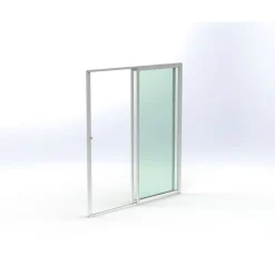 Terassin lasiliukuovi Keraplast 2-os. 2100x1945mm, kirkas/valkoinen, sisäpuolinen nuppilukitus