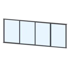 Terassin liukulasi-ikkuna Keraplast 4-os. 1100x3800mm, kirkas/harmaa