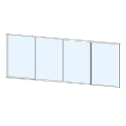 Terassin liukulasi-ikkuna Keraplast 4-os. 1100x3800mm, kirkas/valkoinen