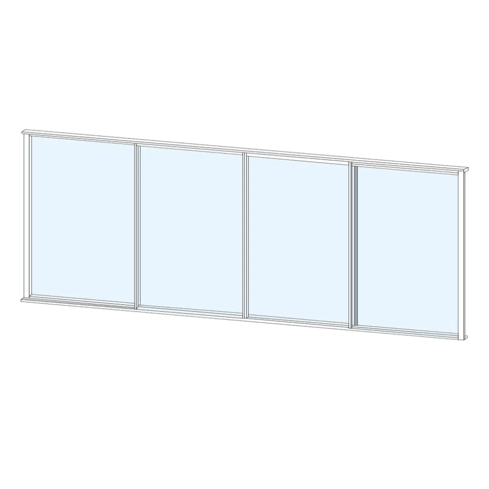 Terassin liukulasi-ikkuna Keraplast 4-os. 1100x3800mm, kirkas/valkoinen