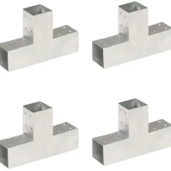 Tolppaliittimet 4kpl T-muoto galvanoitu metalli 71x71mm