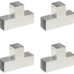 Tolppaliittimet 4kpl T-muoto galvanoitu metalli 91x91mm
