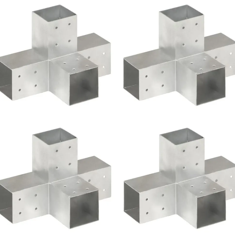 Tolppaliittimet 4kpl X-muoto galvanoitu metalli 81x81mm