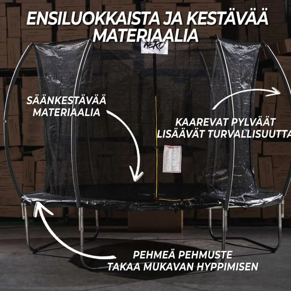 Trampoliini React Aero Ø427cm turvaverkolla