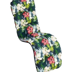 Tuolin pehmuste Home4You BADEN-BADEN 48x165 cm, tumma kukkakuosi, musta