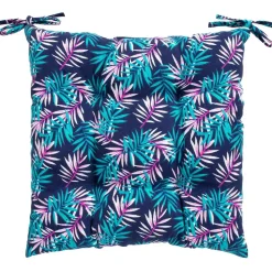 Tuolin pehmuste Home4You SUMMER 40x40 cm, lehtikuosi, sininen