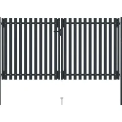 Tuplaovi pihaportti teräs 306x200 cm antrasiitti