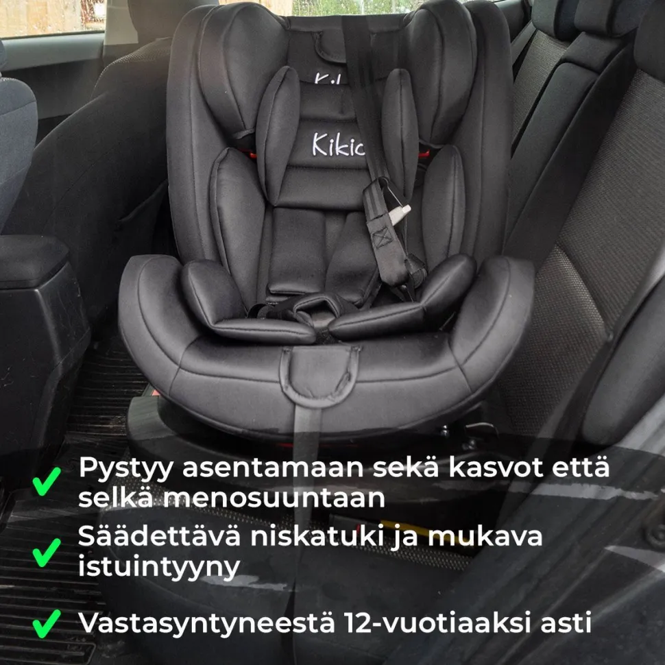 Turvaistuin & turvakaukalo Kikid Black Edition Isofix 0-36kg musta